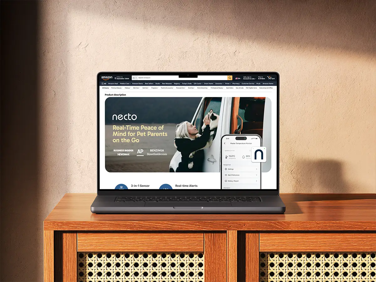 Amazon design example on a laptop