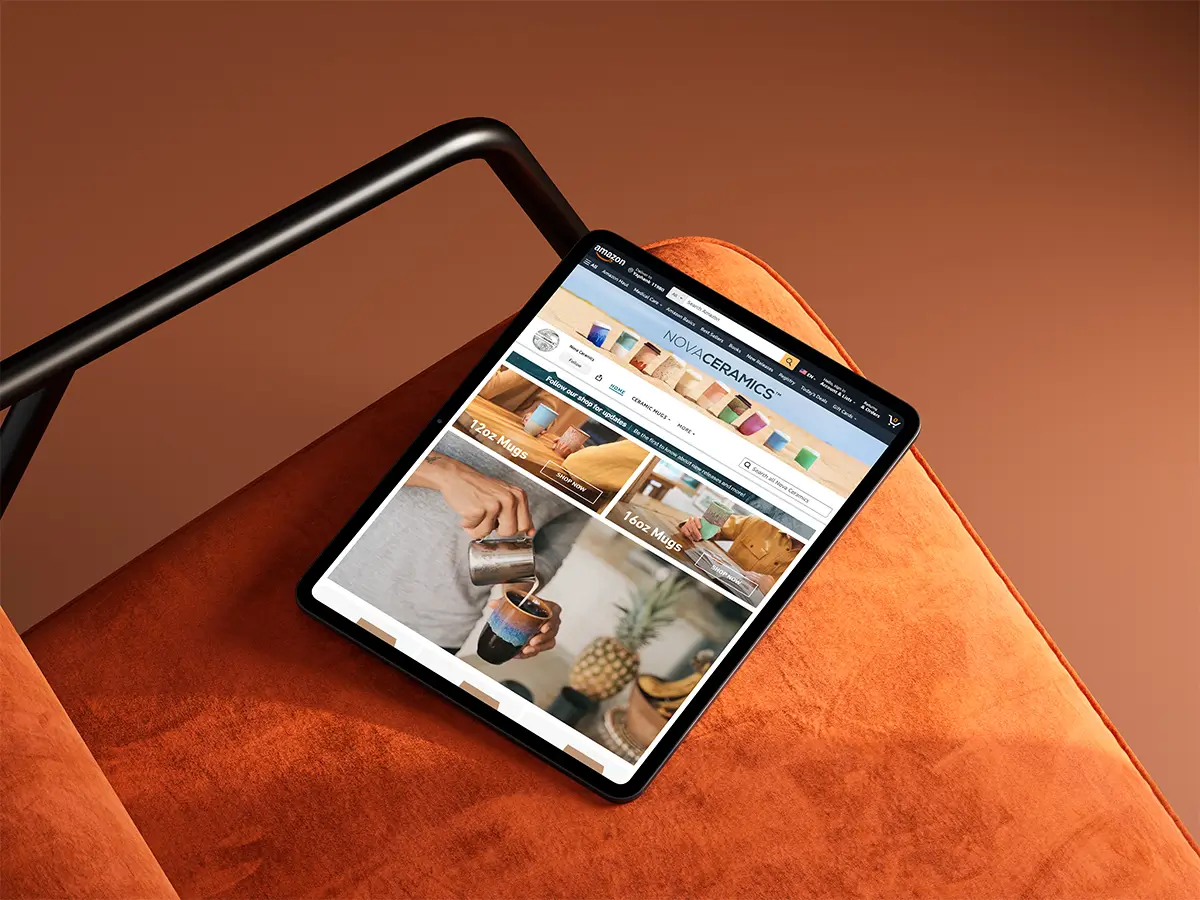 Amazon brand storefront design on an iPad