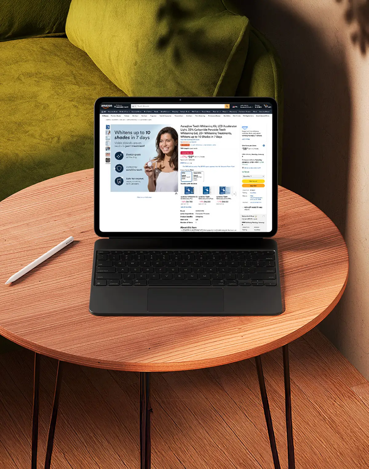 Amazon detail page design on an iPad