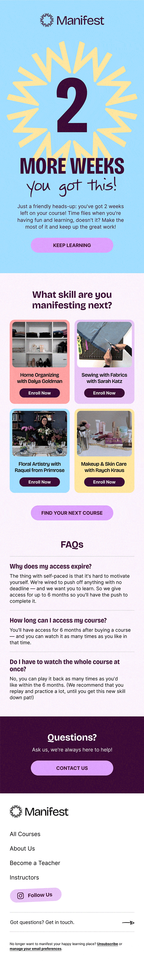 Female course Klaviyo email design
