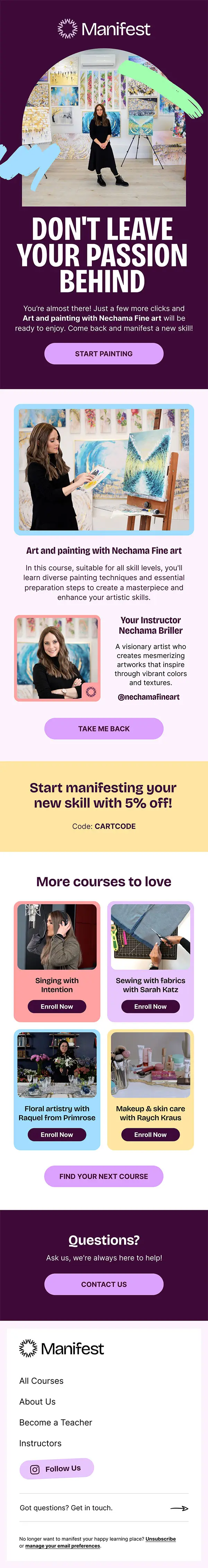 Cart abandonment email design