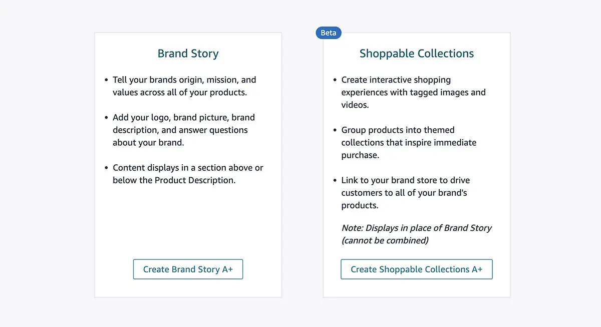 Amazon brand story selection