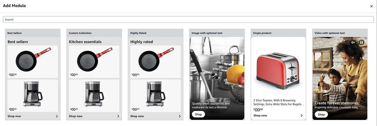 Amazon Shoppable Collections cards