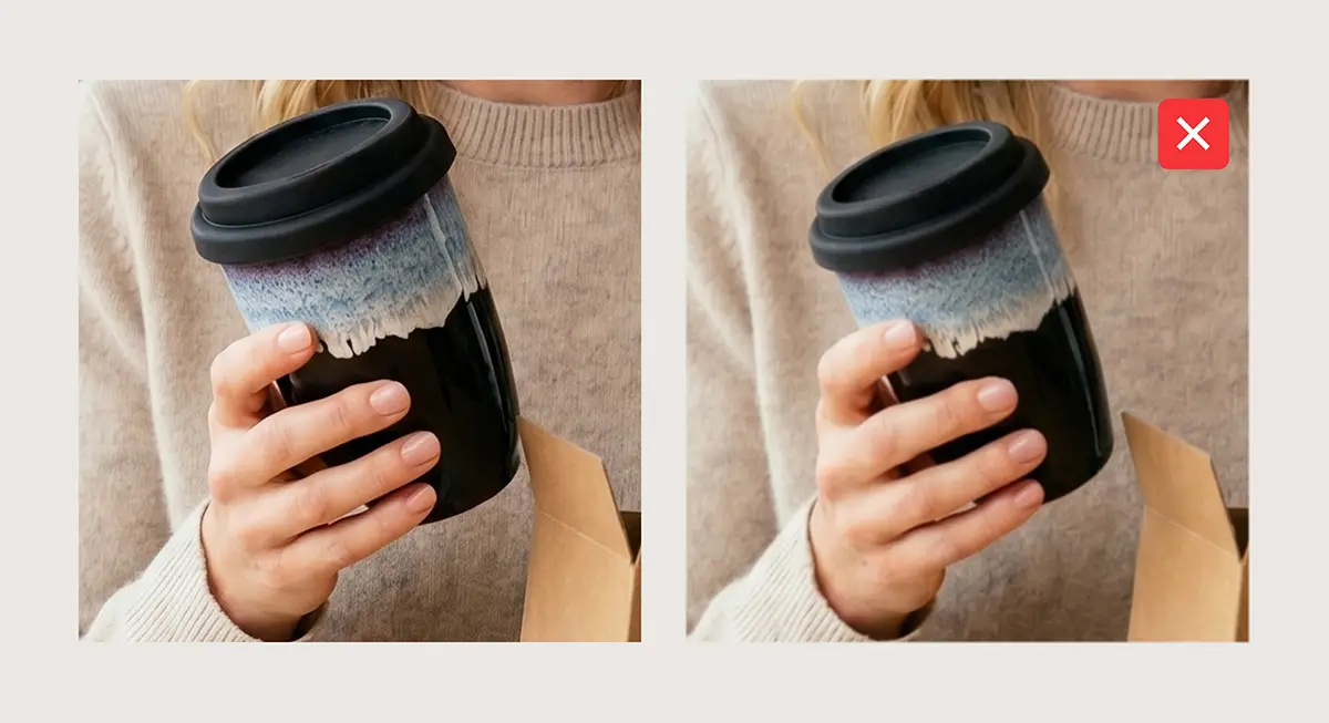 Before and after of image quality of AI