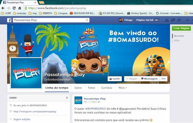 Facebook page Passatempo Play.