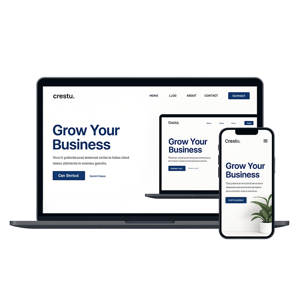  modern mockup showing a laptop and smartphone displaying a clean website design Social Sites