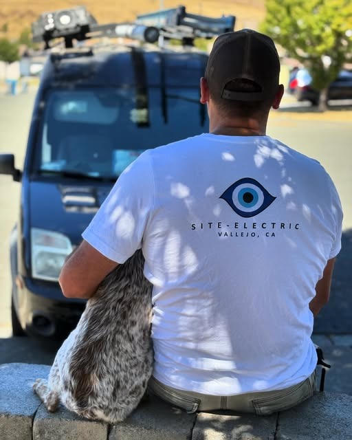 Site Electric Services technician with the company van in Vallejo, CA