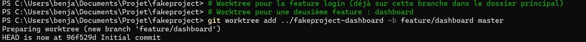 Création d'un second worktree pour la feature dashboard