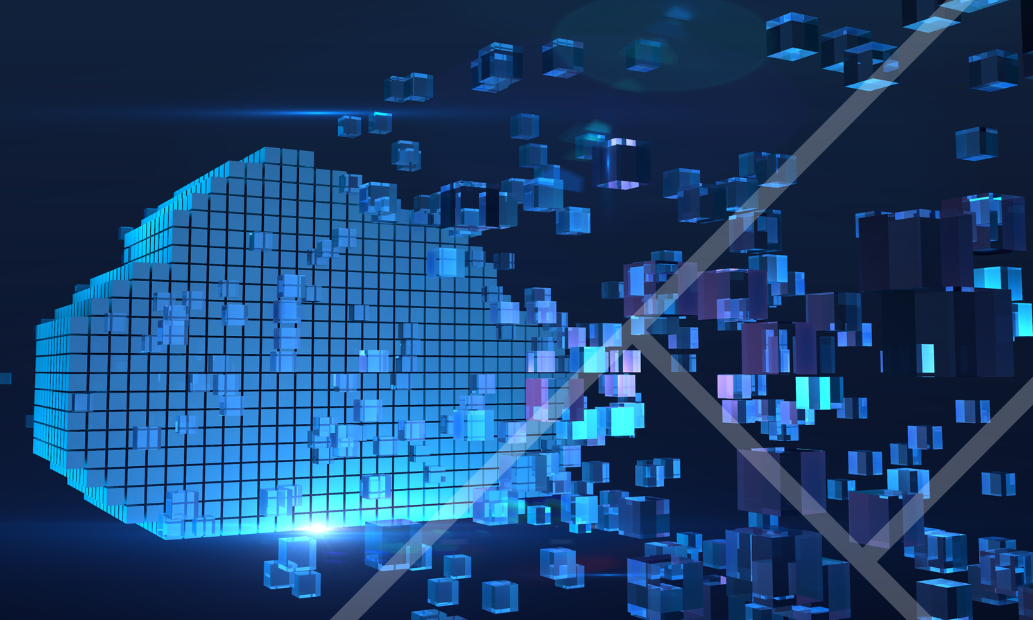 Image of cloud made up of many tiny squares - First Technology Cyber Security Solutions