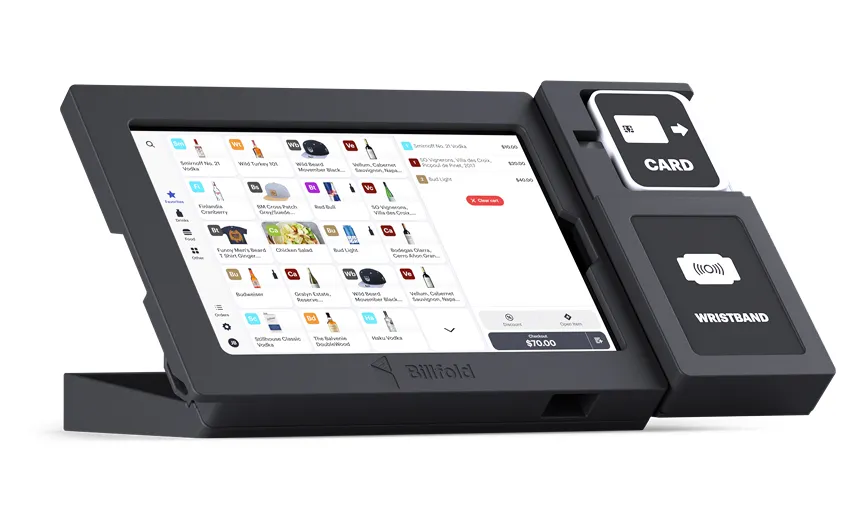 More Secure Than Other POS: Billfold POS terminal showing a special promotion on-screen to highlight its secure transaction capabilities