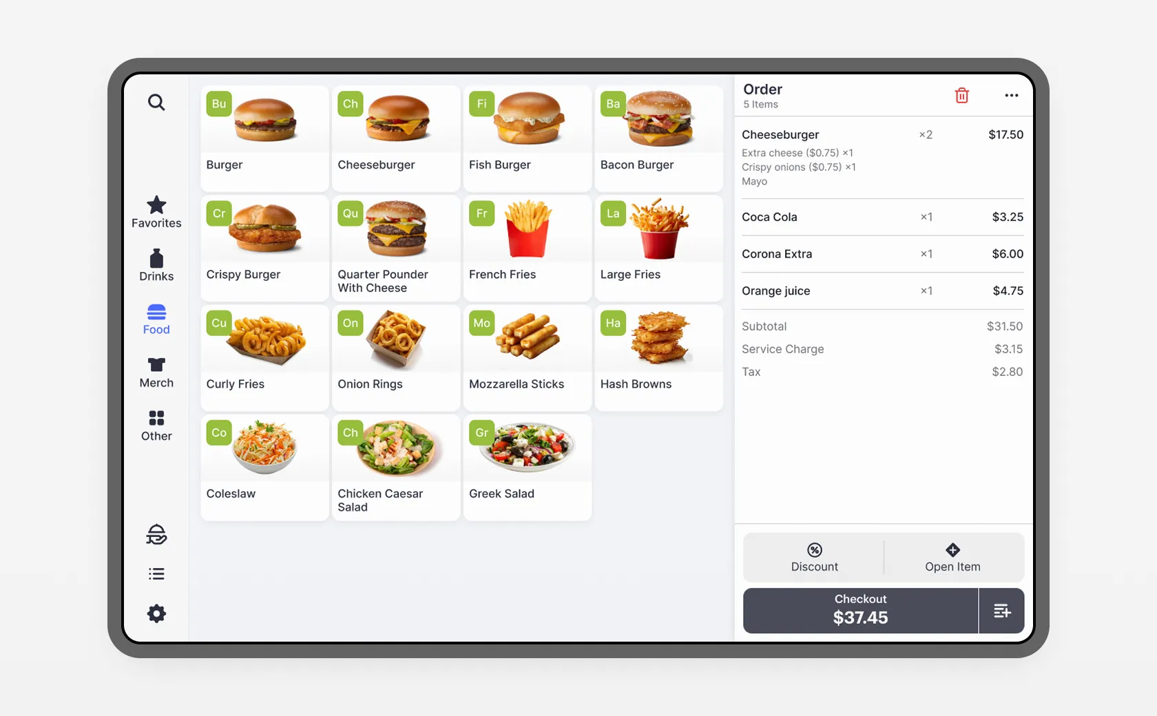 Billfold festival POS sales interface for food and beverage vendors