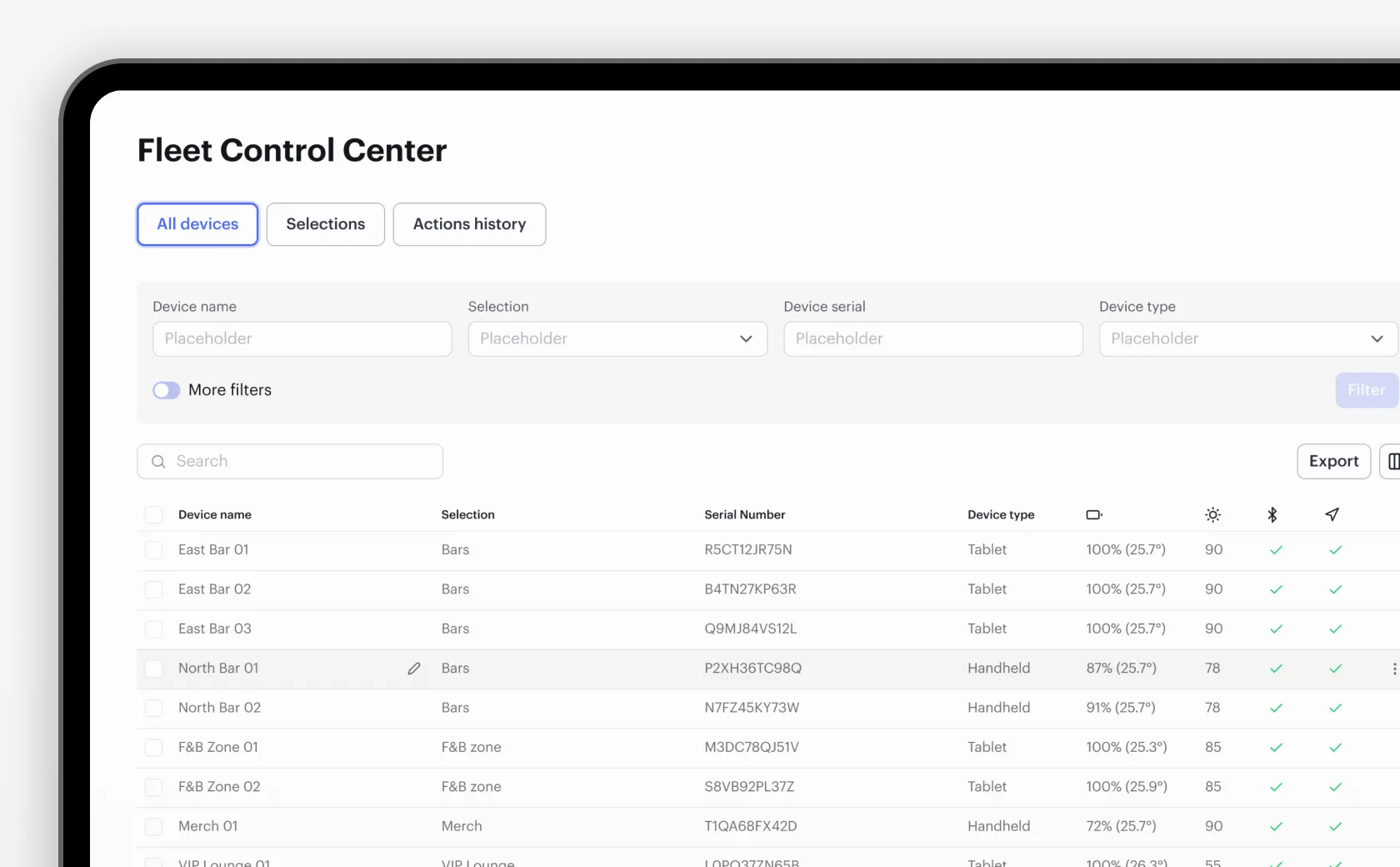 Billfold Fleet Control Center for managing POS devices during live events