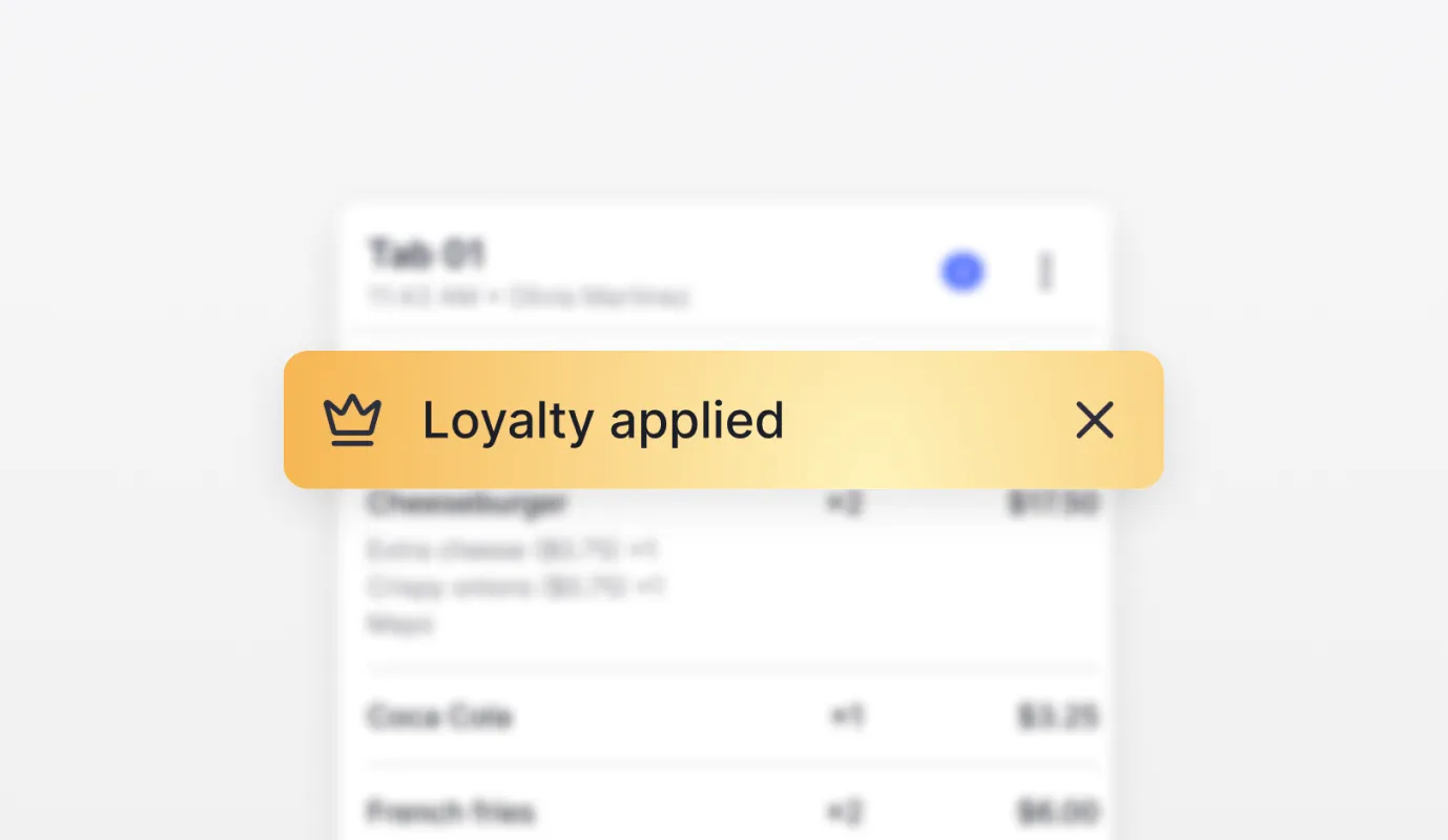 Billfold POS applying a loyalty benefit to a guest order