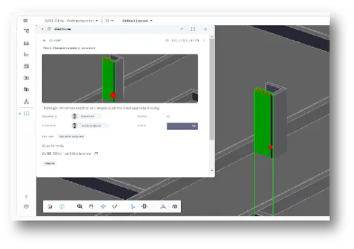 3D modeling software screen displaying a green rectangular object with measurement details.
