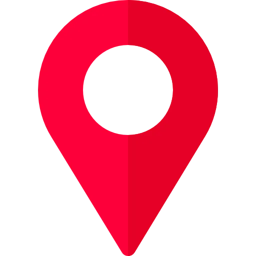 Red map location pin icon with white center circle.