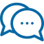 Blue chat bubbles icon with three dots symbolizing a message typing indicator.