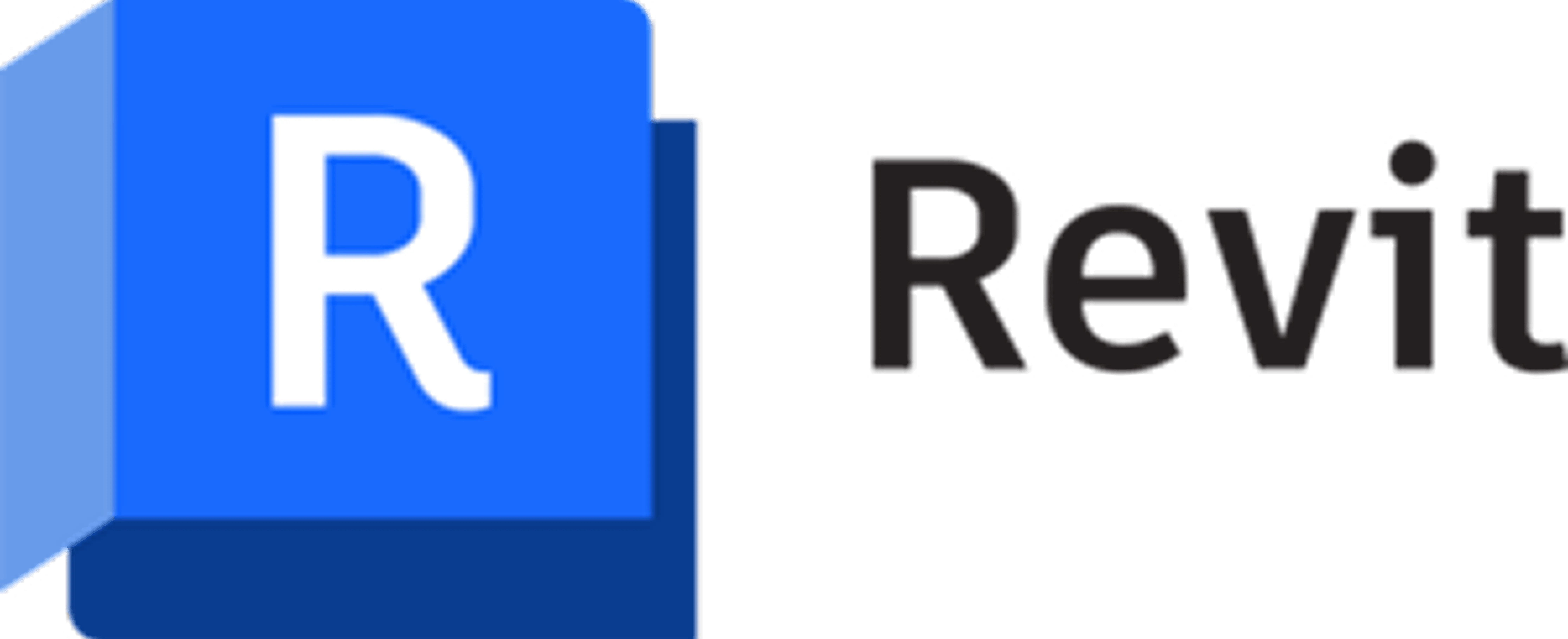 Autodesk Revit blue logo with white R and layered 3D shapes.