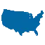 Solid blue silhouette of the United States map on a white background.