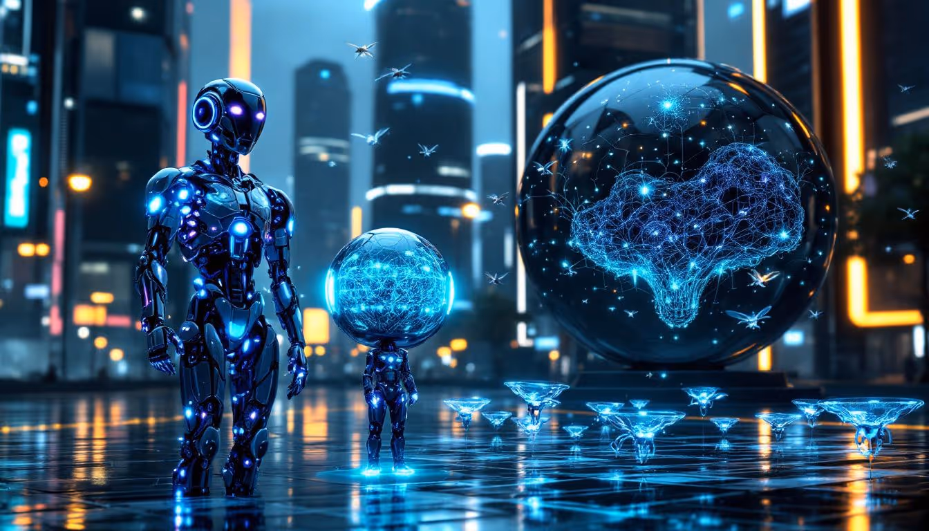 An illustration depicting various types of AI agents.