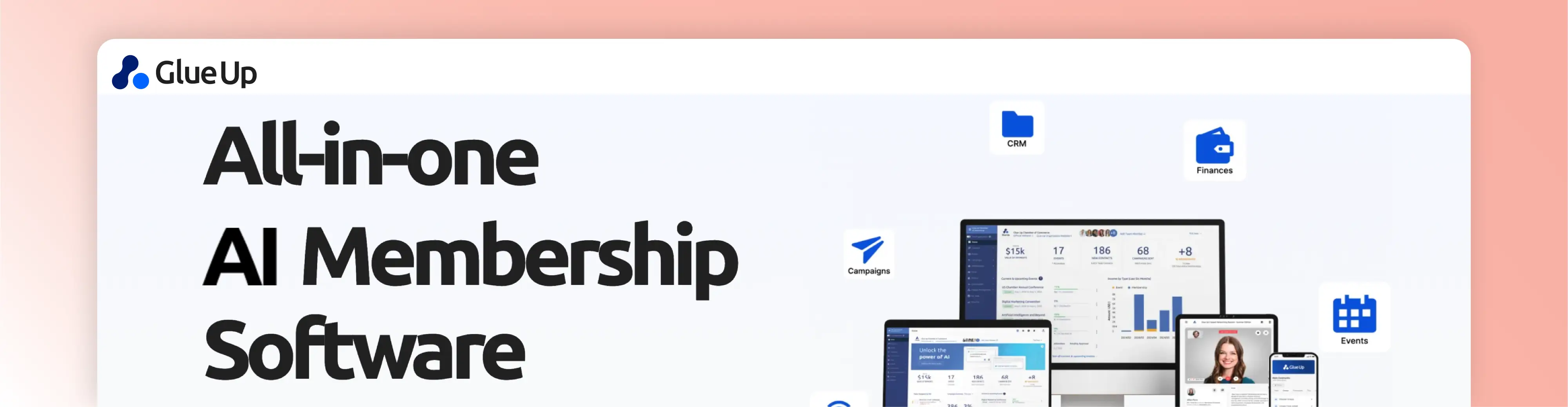 Glue Up engagement platform with CRM, events, and member directory tools for associations.