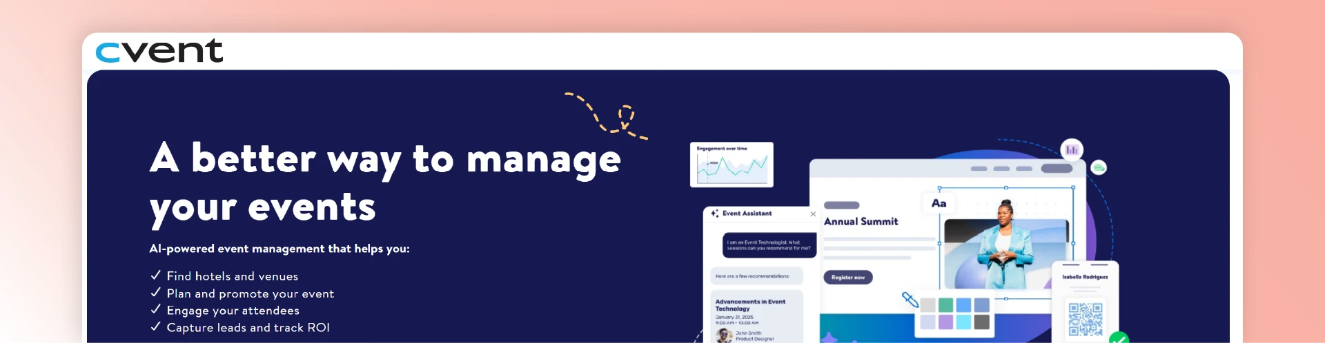 Cvent event registration software for enterprise event management and reporting.