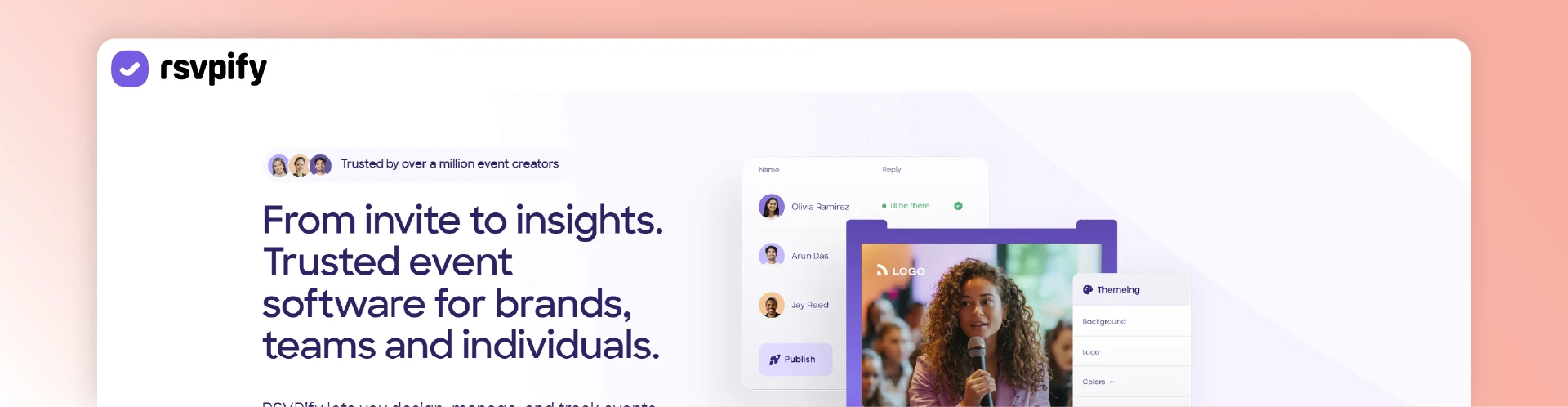 RSVPify event registration software for branded event invitations and RSVP tracking.