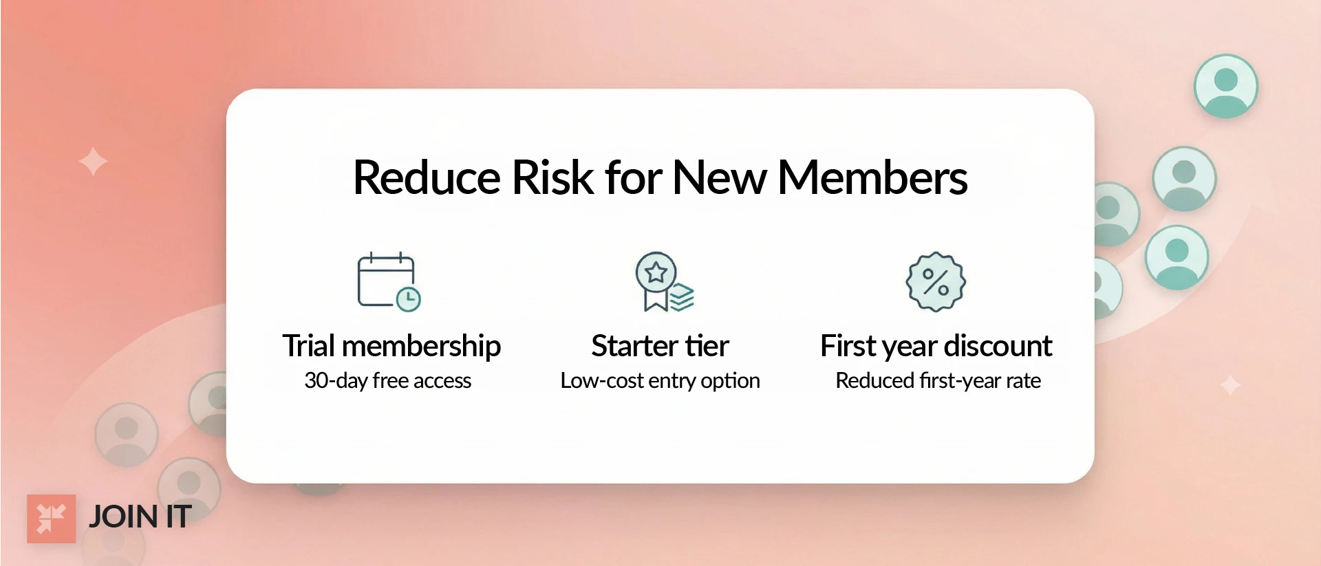 Membership drive strategies featuring trial membership, starter tier, and first-year discount offers.