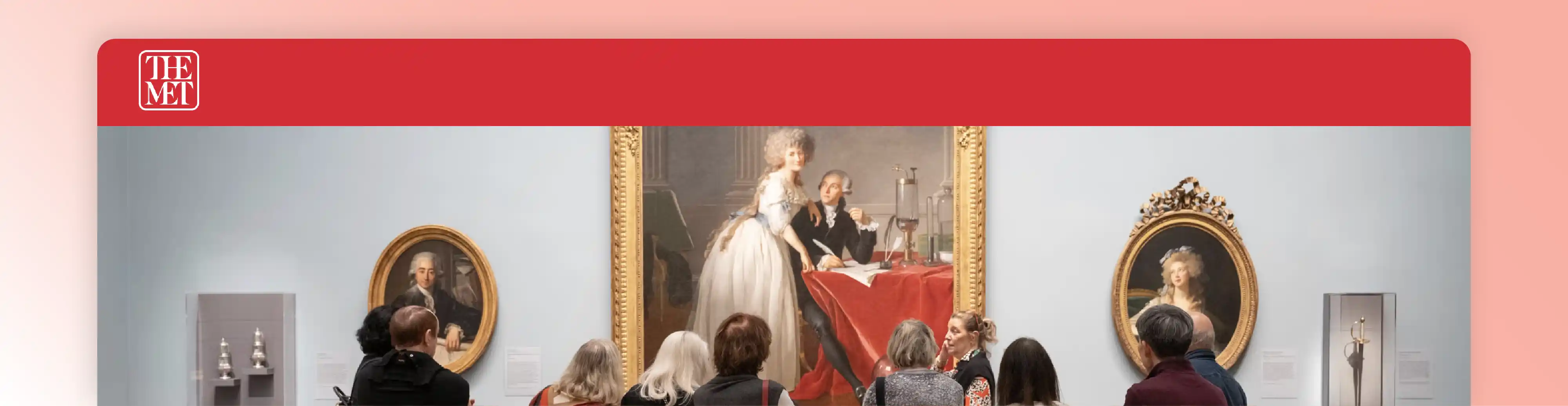 The Met membership website example with a museum gallery image and visitors viewing artwork.