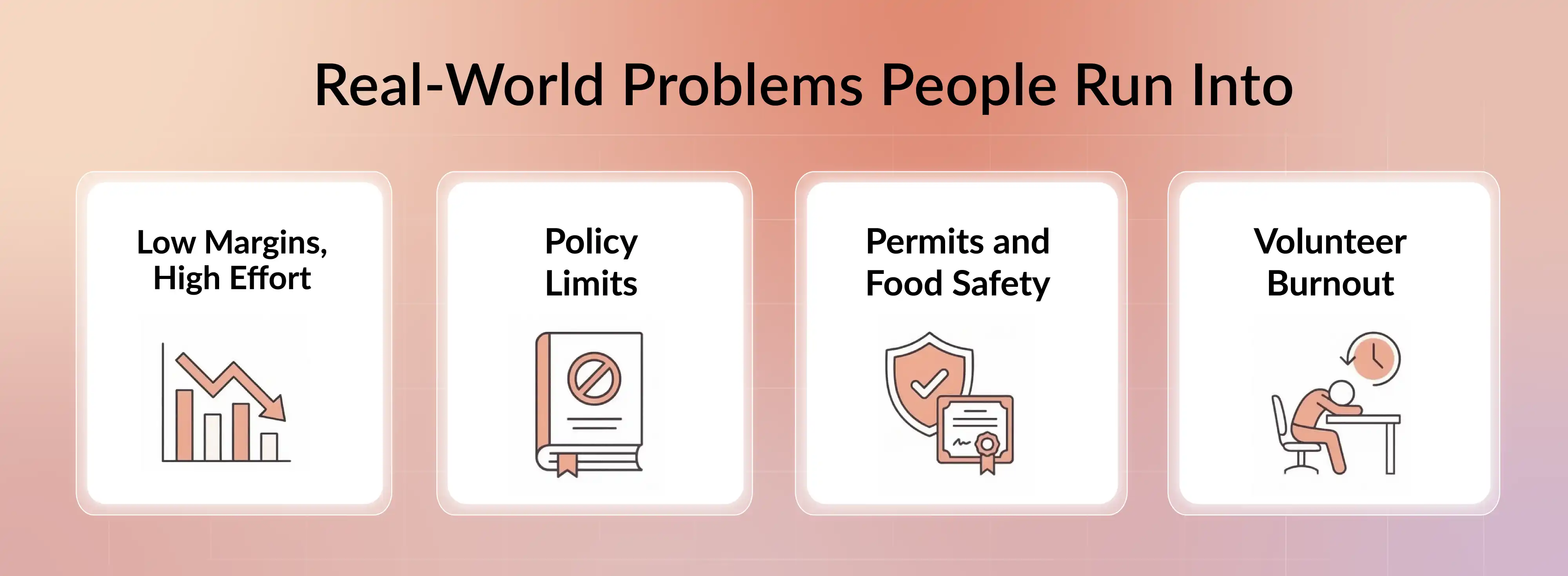 Food fundraising ideas challenges including low margins, policy limits, permits, food safety, and volunteer burnout.