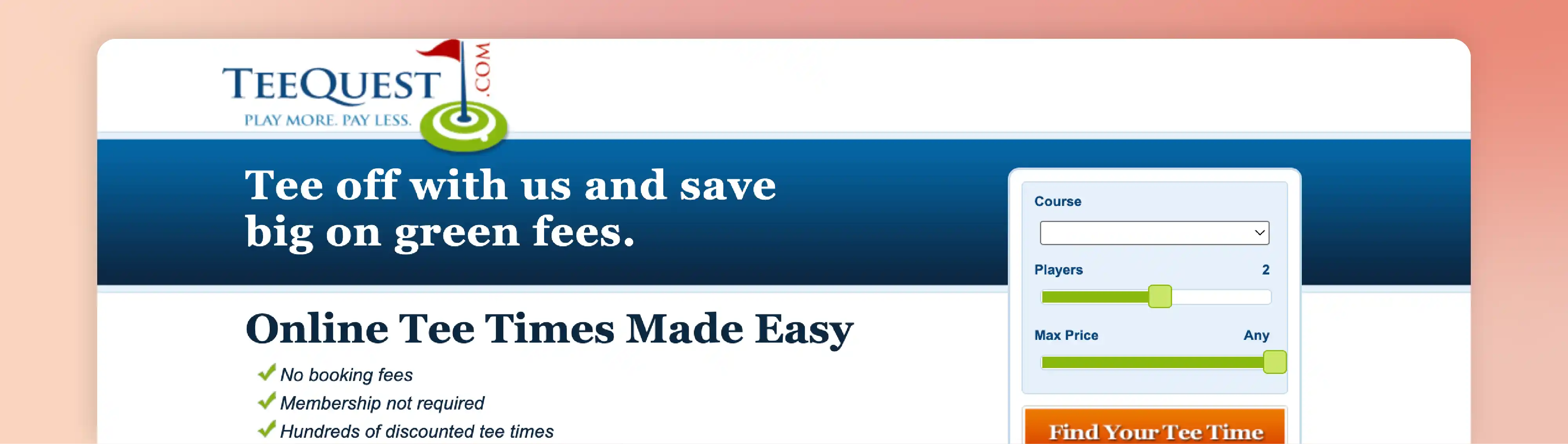 TeeQuest private club membership software example showing tee time booking and golf club access tools.