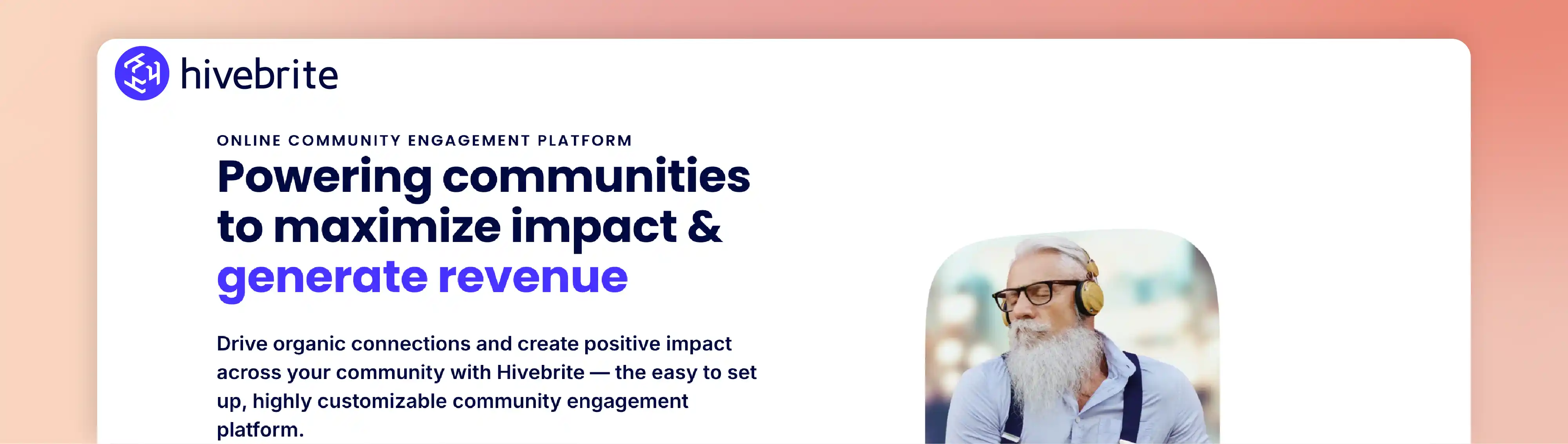 Hivebrite alumni management software example for community engagement, revenue generation, and alumni networking.