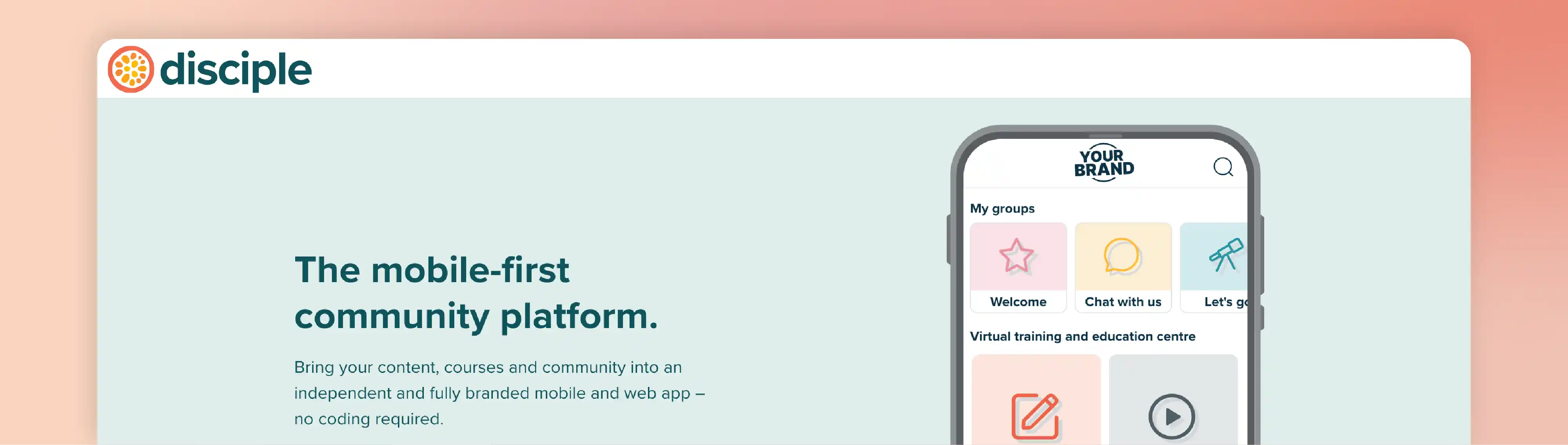 Disciple alumni management software example featuring a mobile-first community platform for alumni engagement.