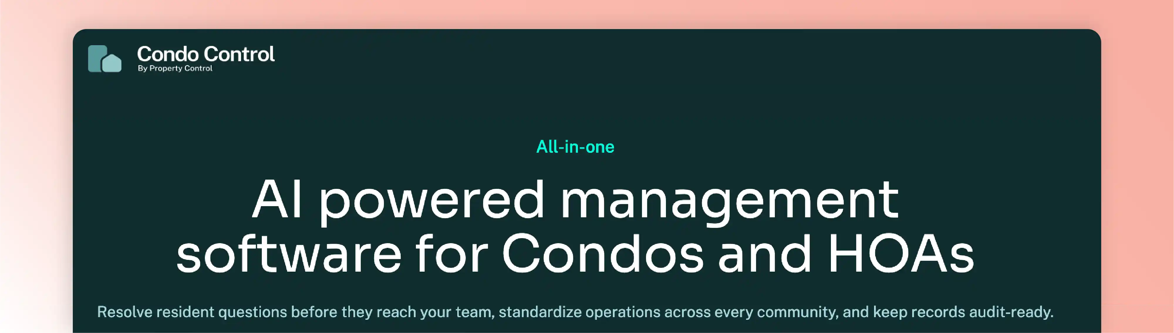 Condo Control HOA management software homepage for condos and community association management.