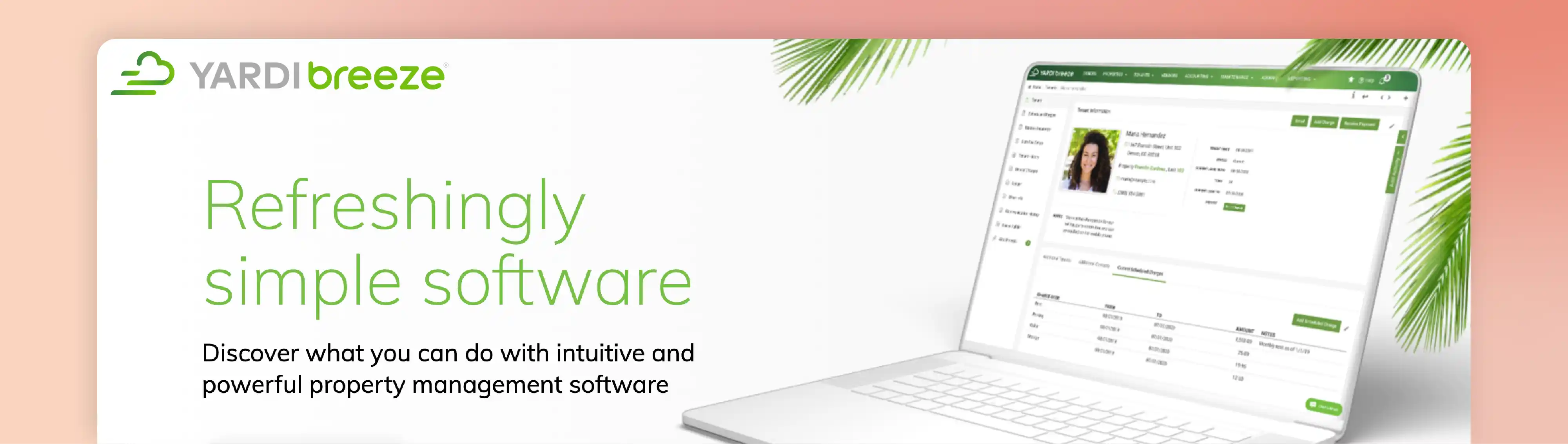 Yardi Breeze HOA management software interface showing simple property and community management tools.