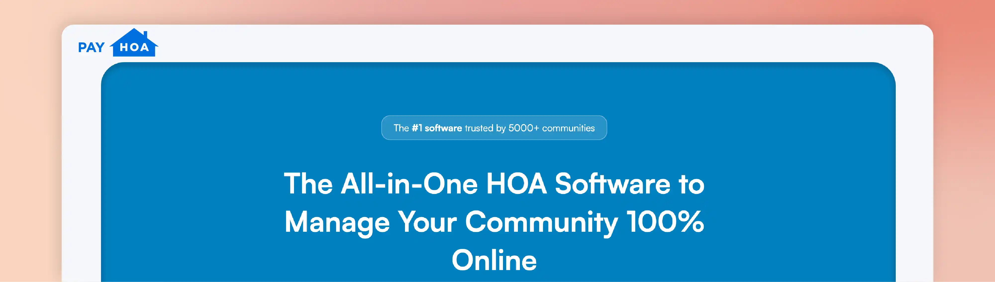 PayHOA HOA management software homepage for online community management and resident payments.