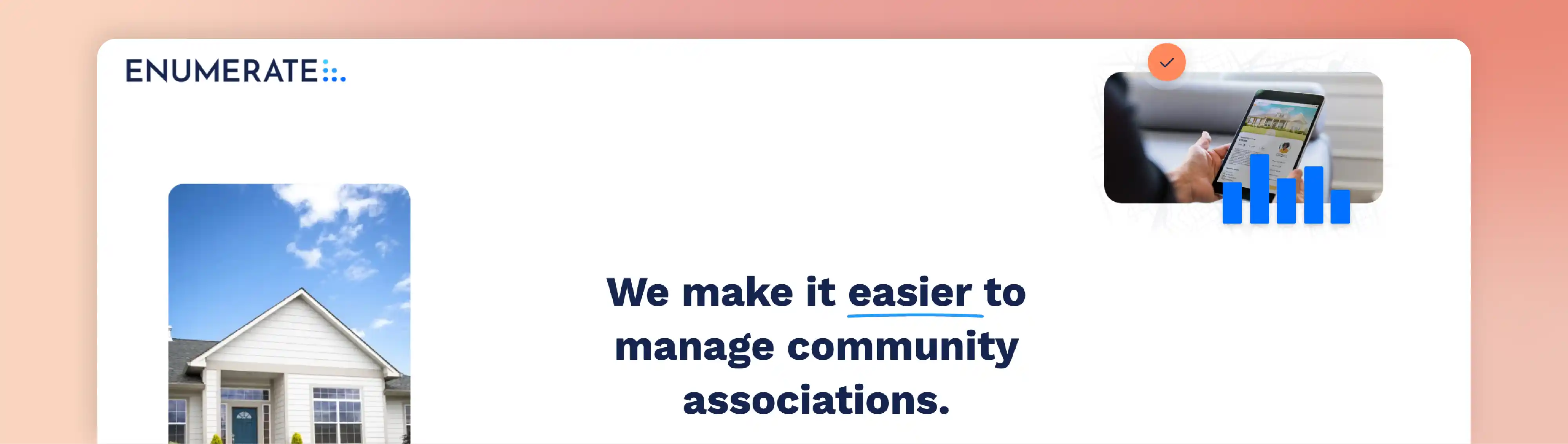 Enumerate HOA management software homepage focused on managing community associations more easily.