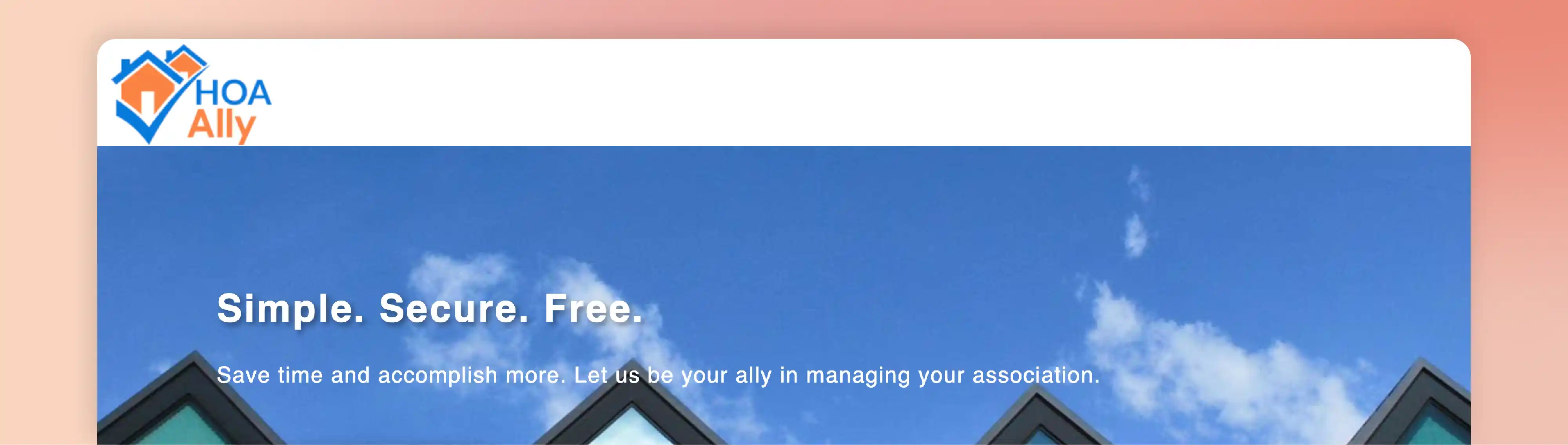 HOA Ally HOA management software homepage focused on simple and secure association management.