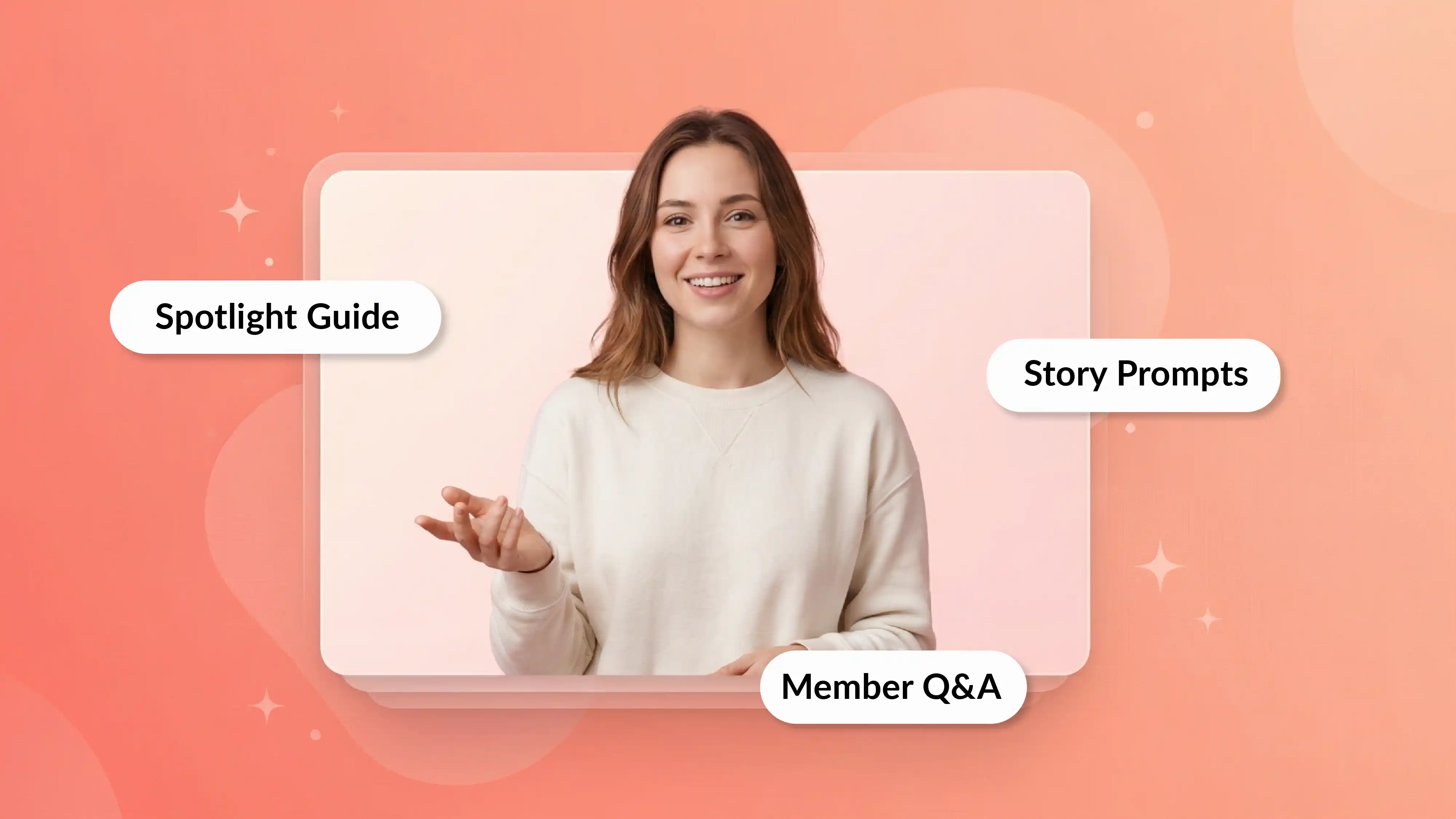 Member spotlight cover image with spotlight guide, story prompts, and member Q&A ideas.