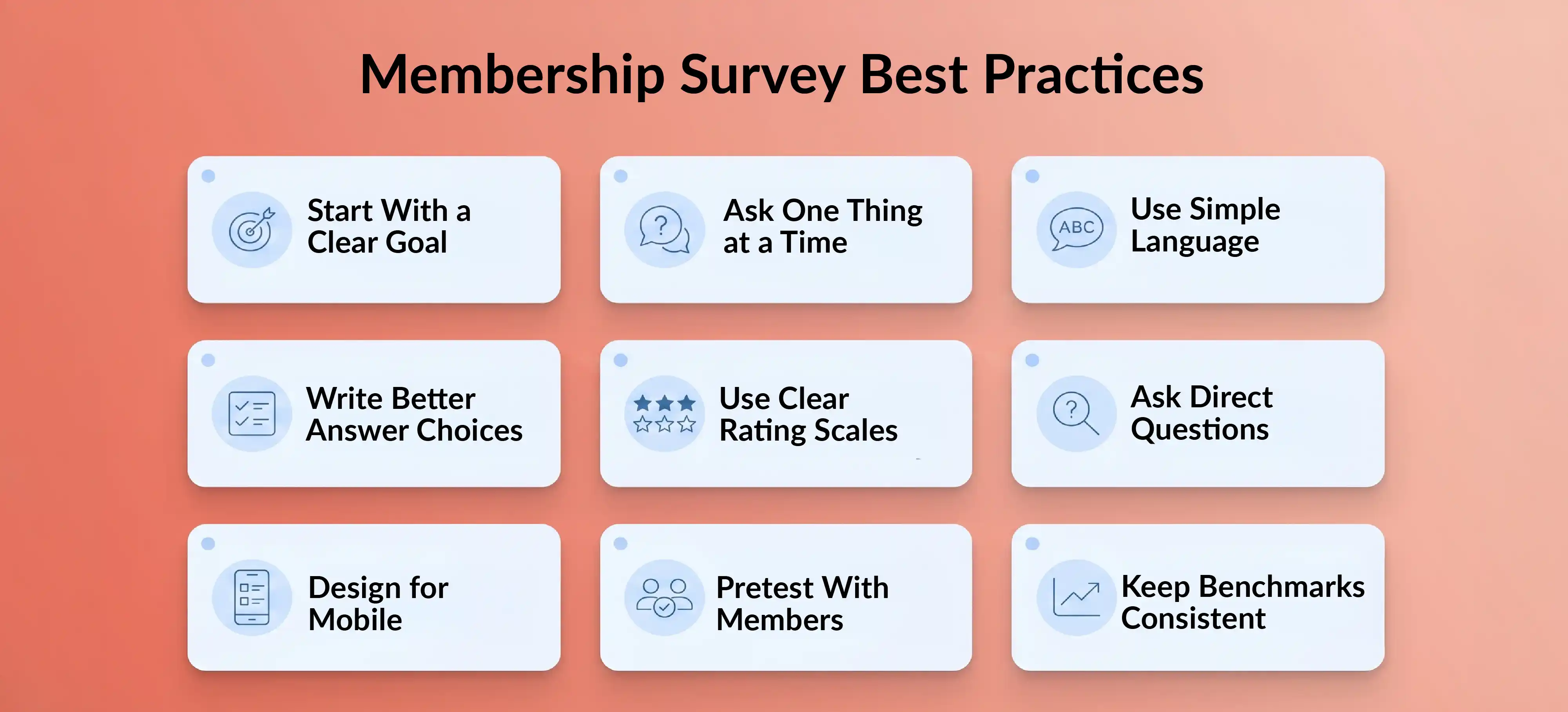 Membership survey best practices for clear goals, better answer choices, and mobile-friendly design.