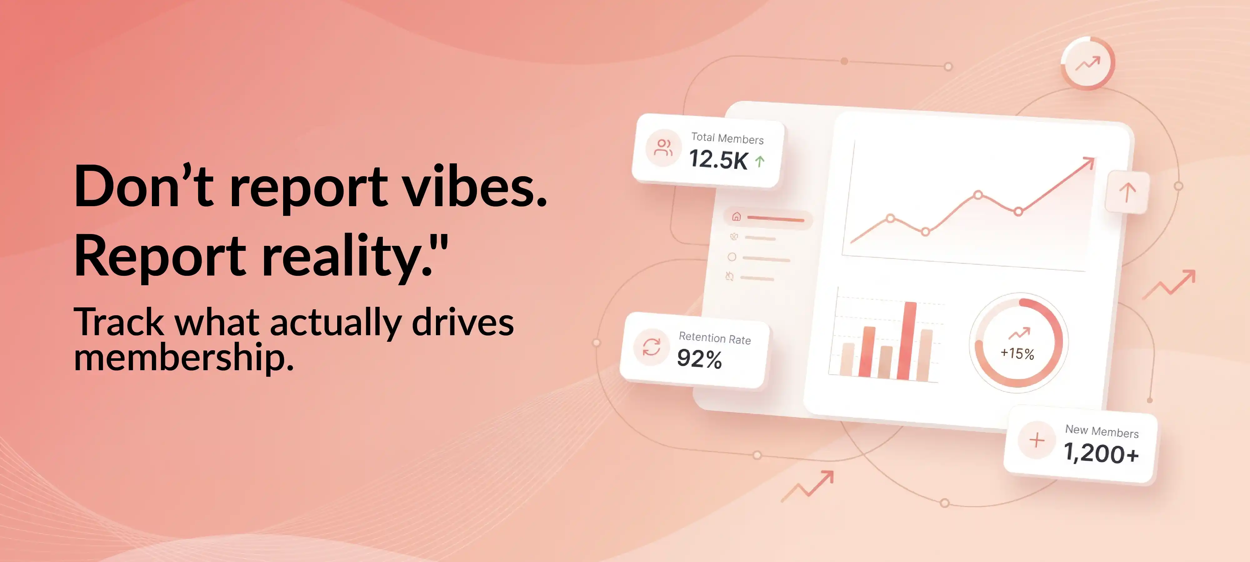 Membership chair metrics dashboard tracking growth, retention, and new members.