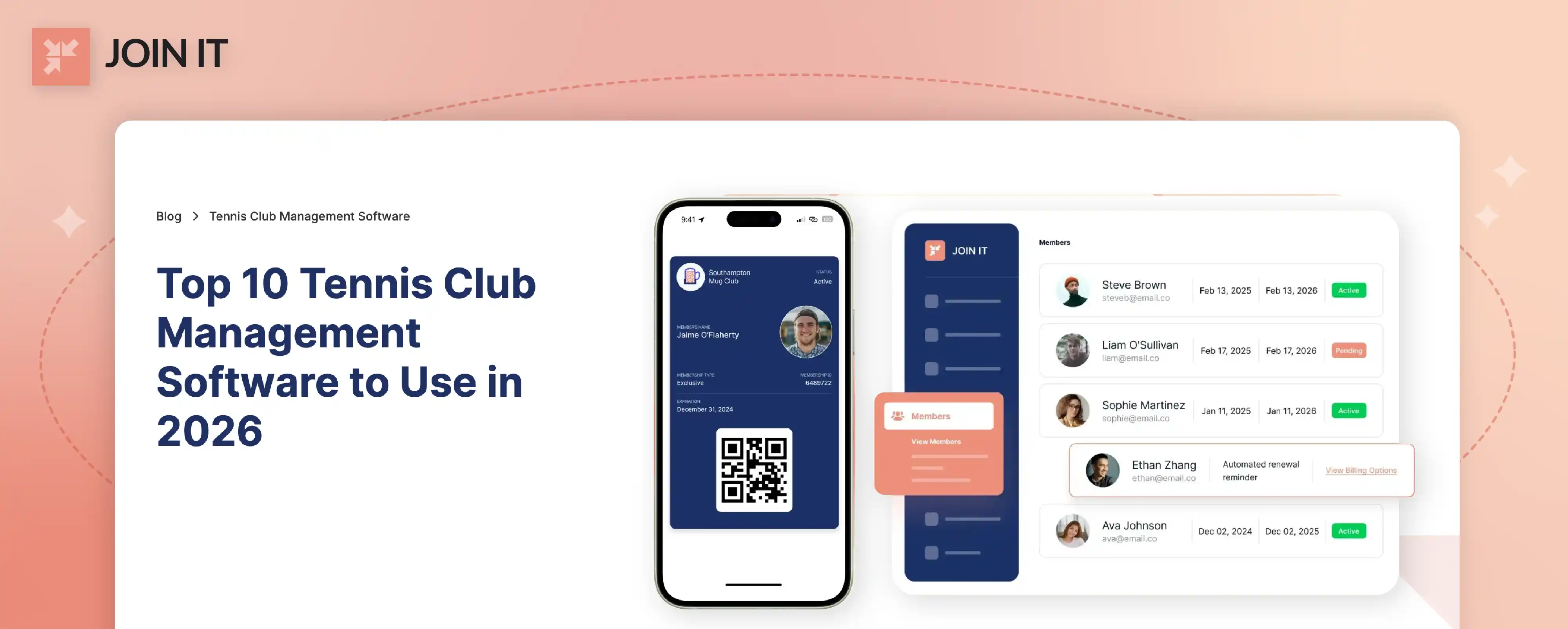 Join It tennis club management software for members, renewals, and digital cards.