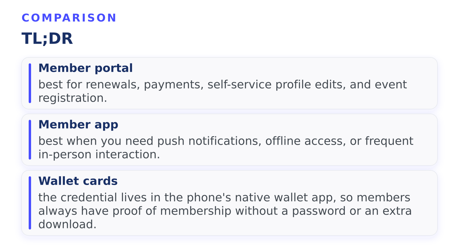 Comparison: TL;DR (3 items)