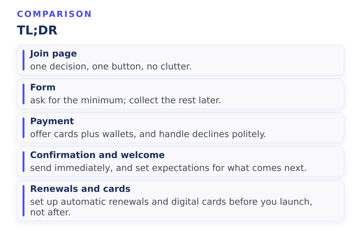 Comparison: TL;DR (5 items)