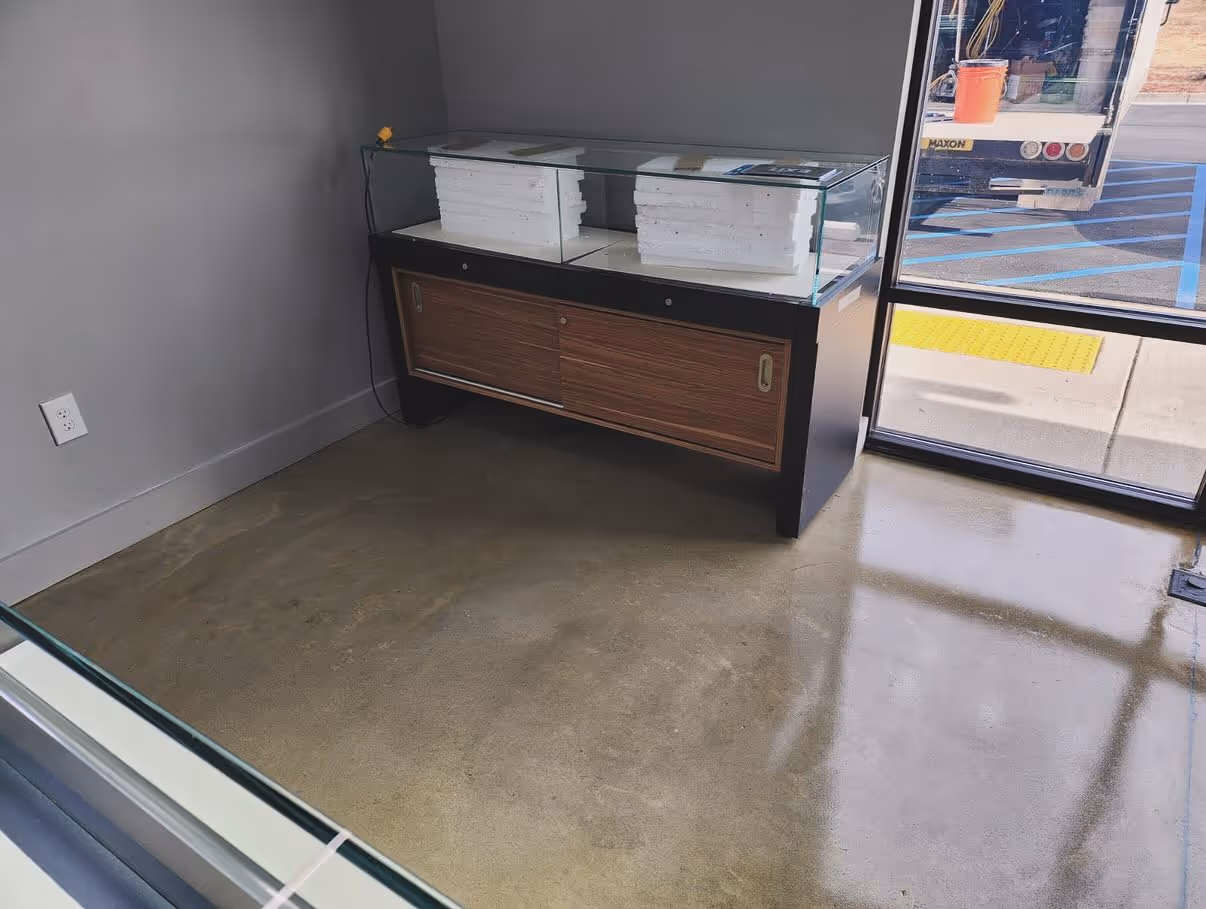 Restored polished concrete floor in a commercial retail space in Atlanta, GA