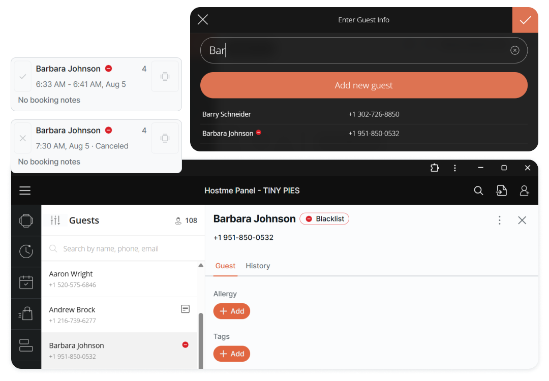 Edit reservation details in hostme and provide VIP level guest experience to all your customers