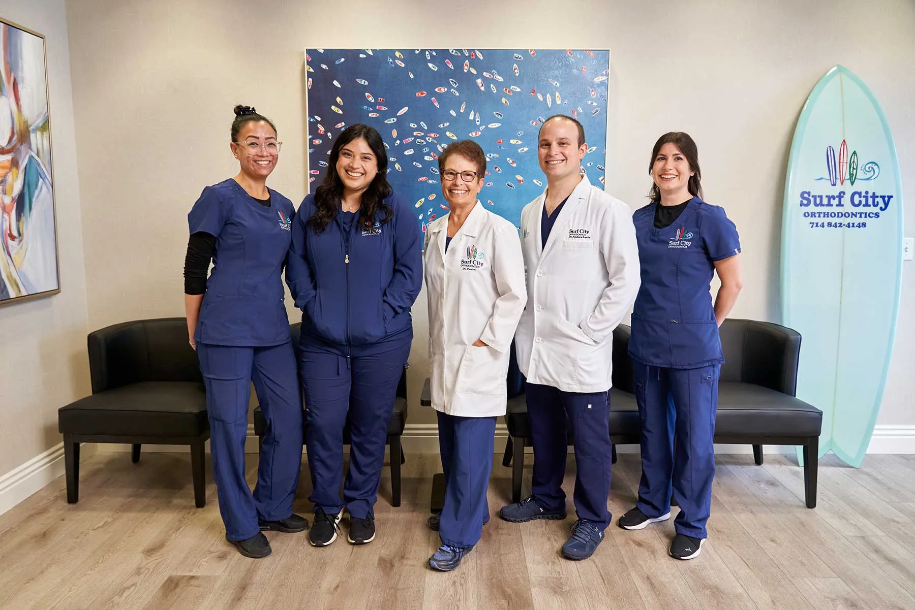 The Surf City Orthodontics team of doctors and staff in the Huntington Beach office