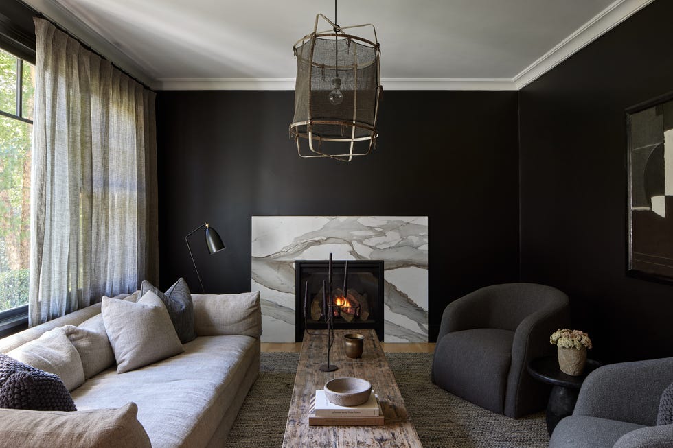 black living room, paint color trends 2025