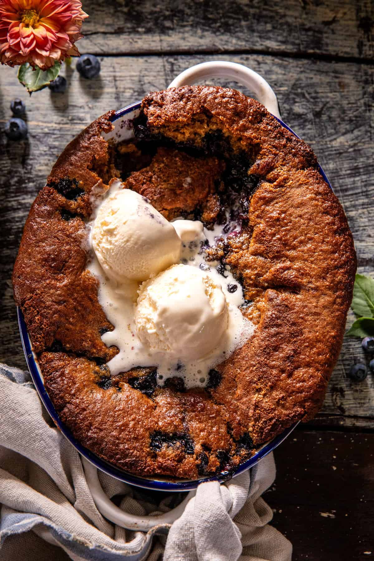 Easy Blueberry Ginger Cookie Cobbler | halfbakedharvest.com