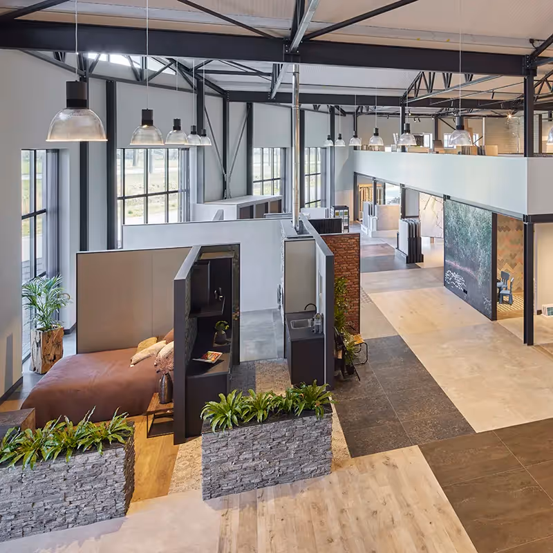 Lichtplan voor luxe tegelzaak met inspiratieshowroom