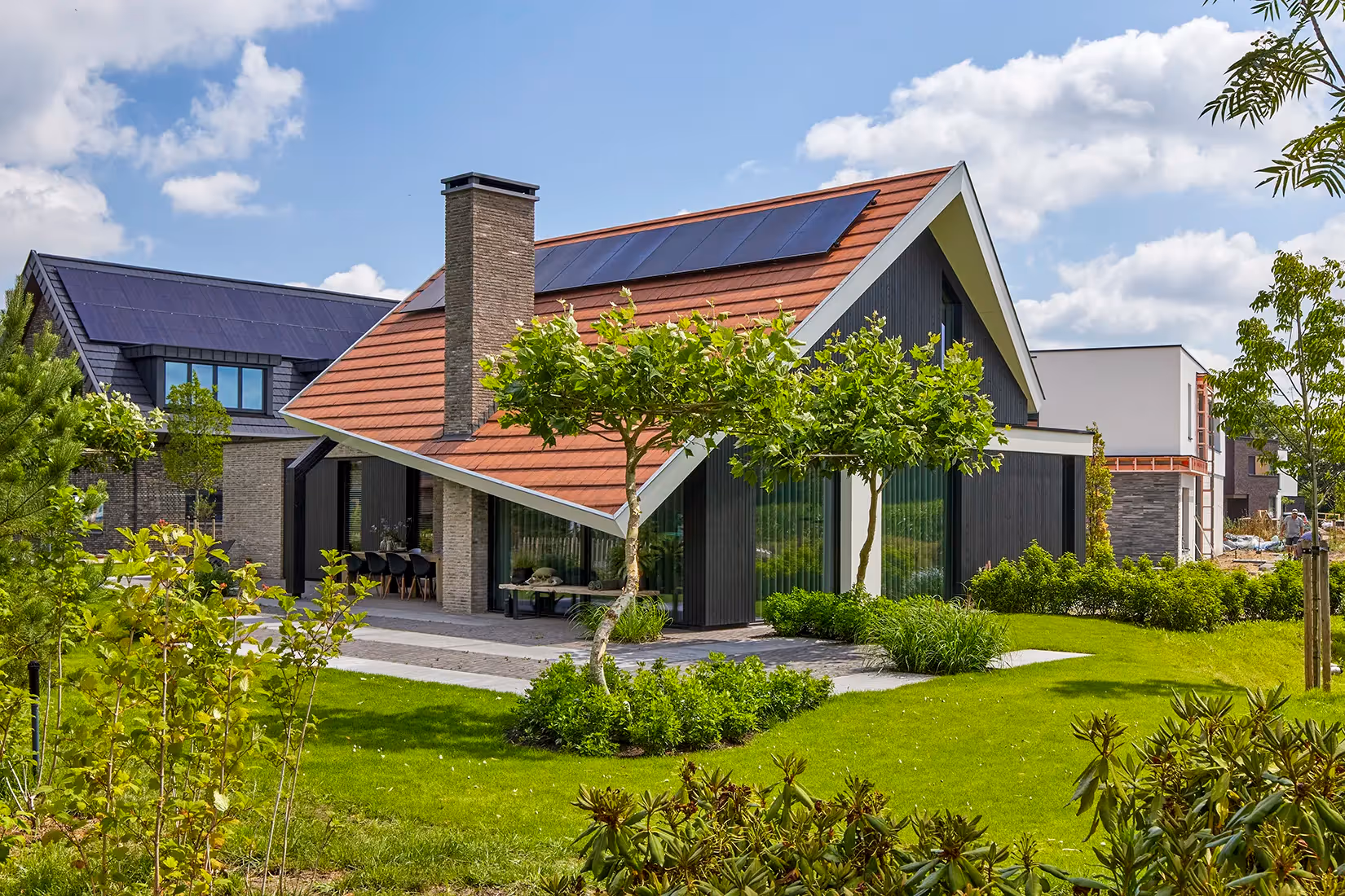 Lichtplan voor vrijstaand modern nieuwbouwhuis met veel daglichtinval.